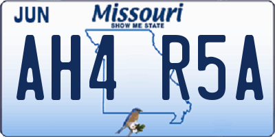 MO license plate AH4R5A