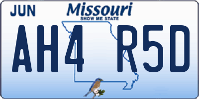 MO license plate AH4R5D
