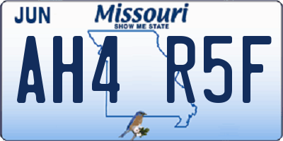 MO license plate AH4R5F