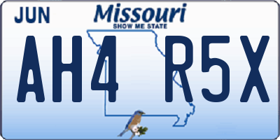 MO license plate AH4R5X