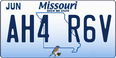 MO license plate AH4R6V