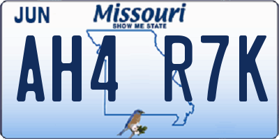 MO license plate AH4R7K