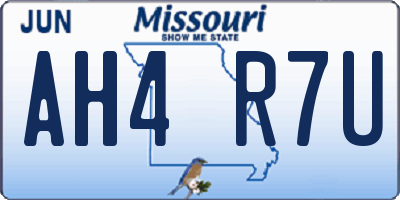 MO license plate AH4R7U