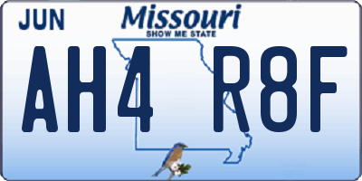 MO license plate AH4R8F