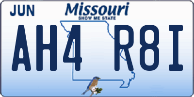 MO license plate AH4R8I