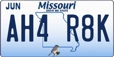 MO license plate AH4R8K