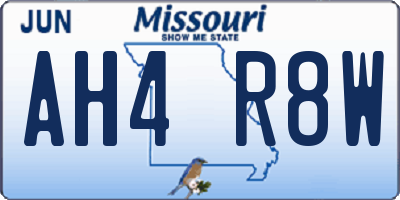 MO license plate AH4R8W