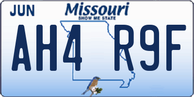 MO license plate AH4R9F