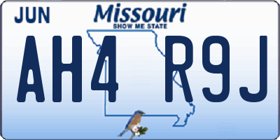 MO license plate AH4R9J