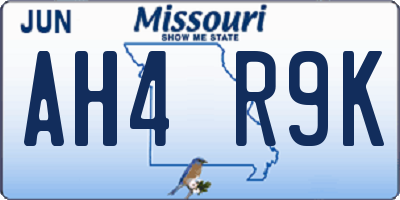MO license plate AH4R9K