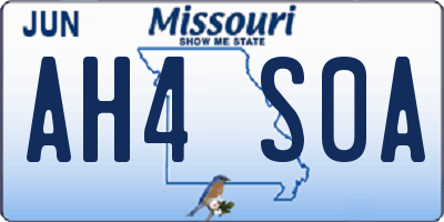 MO license plate AH4S0A