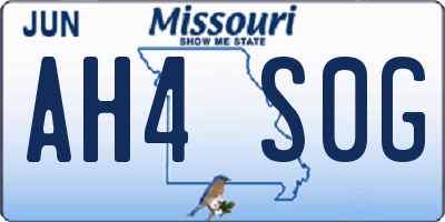 MO license plate AH4S0G