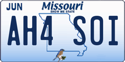 MO license plate AH4S0I