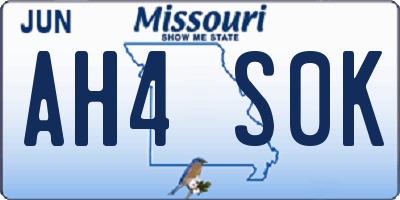MO license plate AH4S0K