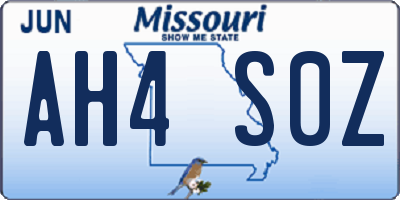 MO license plate AH4S0Z
