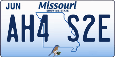 MO license plate AH4S2E