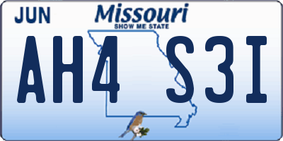 MO license plate AH4S3I