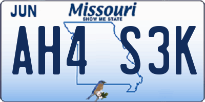 MO license plate AH4S3K