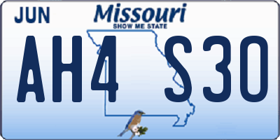 MO license plate AH4S3O