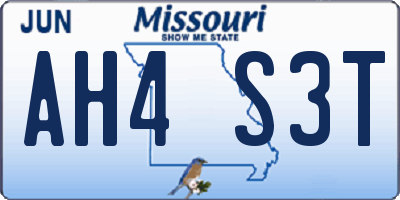 MO license plate AH4S3T