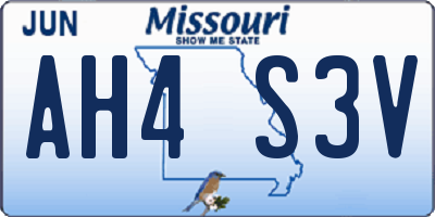 MO license plate AH4S3V