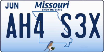 MO license plate AH4S3X