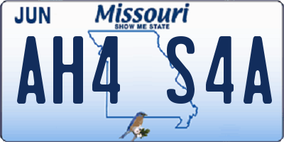 MO license plate AH4S4A