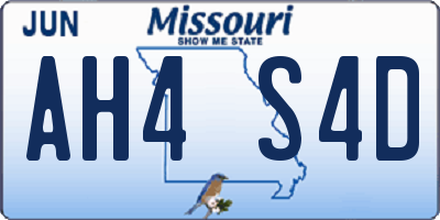 MO license plate AH4S4D
