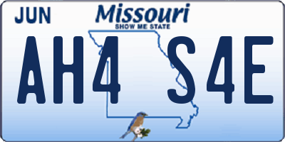 MO license plate AH4S4E