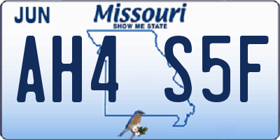 MO license plate AH4S5F