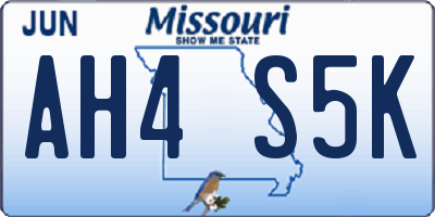 MO license plate AH4S5K