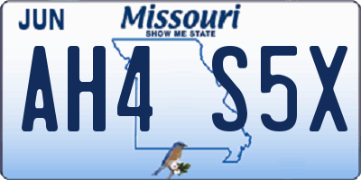 MO license plate AH4S5X