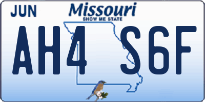 MO license plate AH4S6F