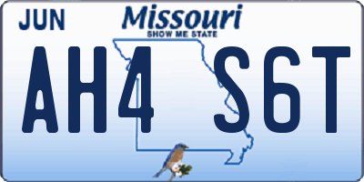 MO license plate AH4S6T