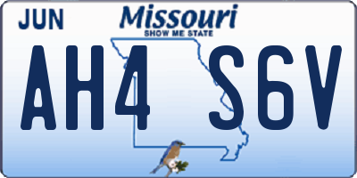 MO license plate AH4S6V