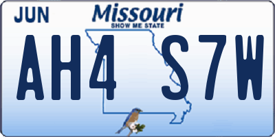 MO license plate AH4S7W