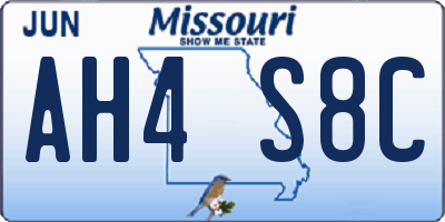 MO license plate AH4S8C