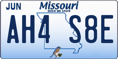 MO license plate AH4S8E