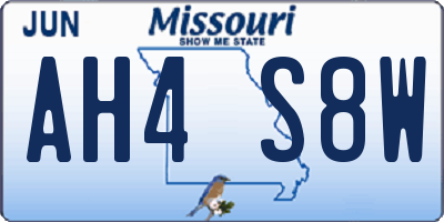 MO license plate AH4S8W