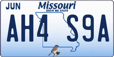 MO license plate AH4S9A