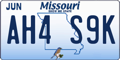MO license plate AH4S9K