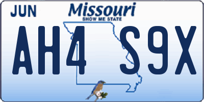 MO license plate AH4S9X