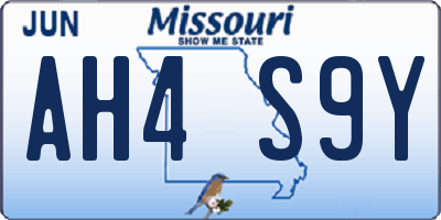 MO license plate AH4S9Y