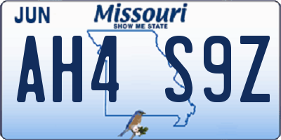 MO license plate AH4S9Z