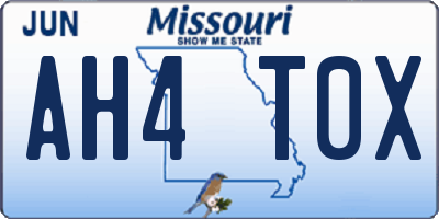 MO license plate AH4T0X