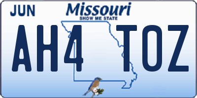 MO license plate AH4T0Z
