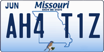 MO license plate AH4T1Z