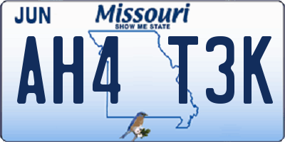 MO license plate AH4T3K