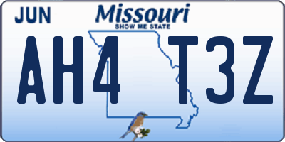 MO license plate AH4T3Z
