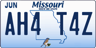 MO license plate AH4T4Z